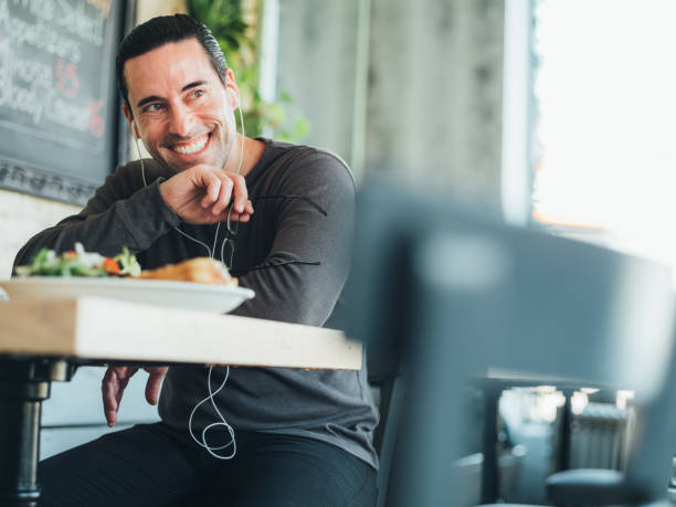 istock Caucasian man having a break at the small bistro 1139676141