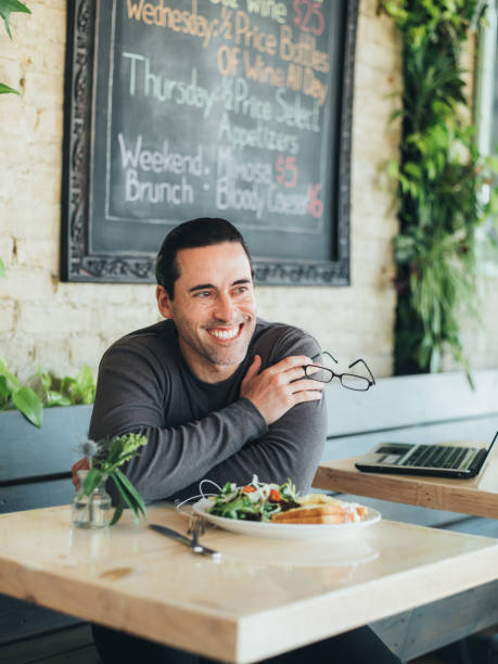 istock Caucasian man having a break at the small bistro 1139676295