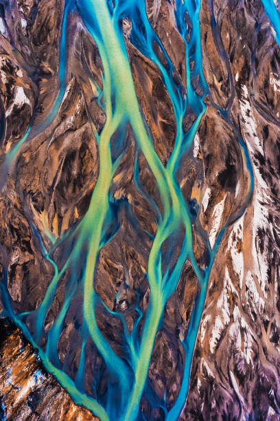 istock Aerial landscape top view of glacier river Iceland 1139683228