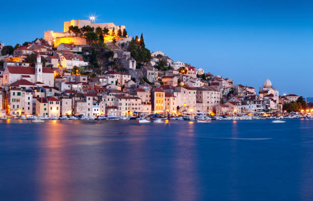 istock Sibenik old city at dusk, waterfront view, Croatia 1139684066