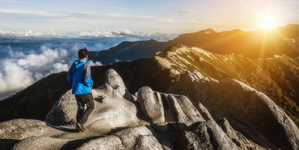 istock Hiker do trekking activity on mountain in Japan. 1139684227