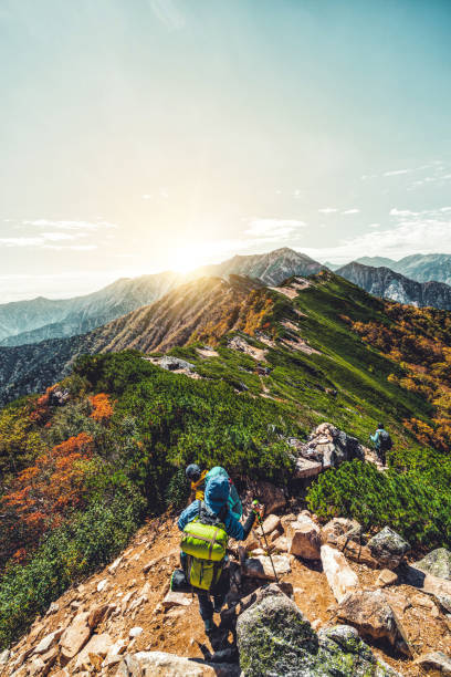 istock Hiker do trekking activity on mountain in Japan. 1139684238