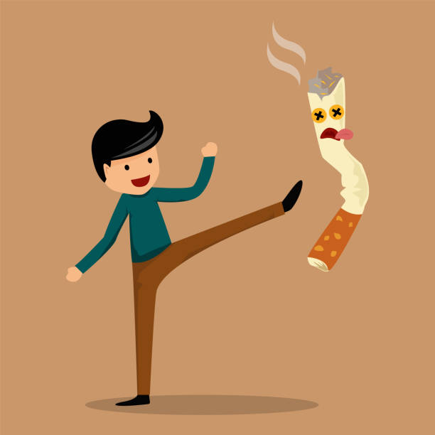 istock Stop smoking concept , the man success to stop smoking . vector illustration design. 1139687185