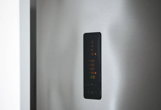 istock Close up electronic display of modern refrigerator 1139688747