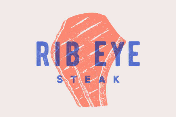 stek, rib eye. plakat z sylwetką stek - strip steak steak barbecue grill cooked stock illustrations