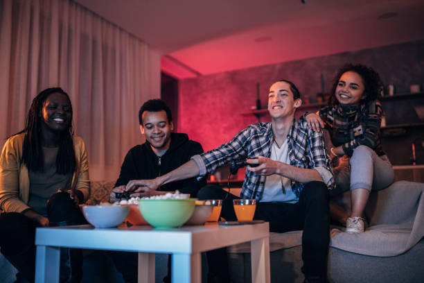 istock Friends playing video games together at home 1139689991