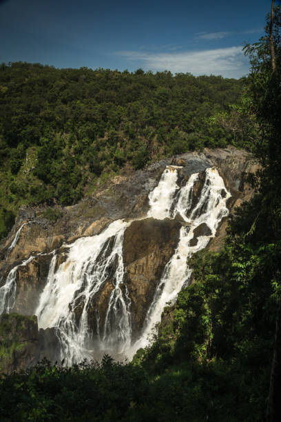 istock Giant waterfall in a rainforest in Australia 1139690108