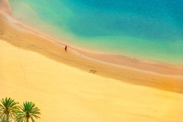 vista de una hermosa playa aérea view, tenerife, españa - pleasant bay fotografías e imágenes de stock