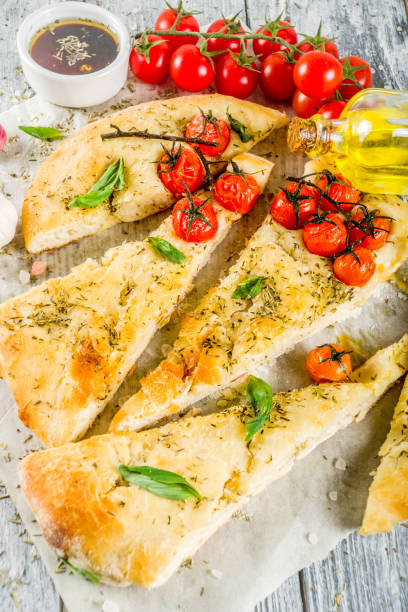 istock Focaccia with tomatoes and basil 1139691318