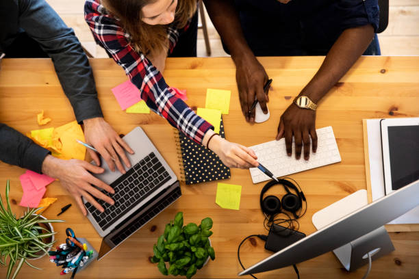 istock Young team working on new projects and ideas in the studio 1139692900