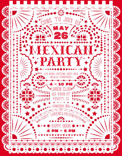 Fête mexicaine annonce affiche avec papier découpé Design. - Illustration vectorielle