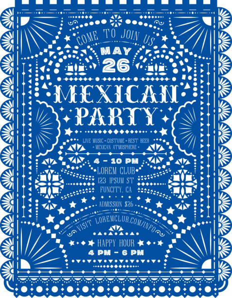 Fête mexicaine annonçant affiche avec papier découpé Design. - Illustration vectorielle