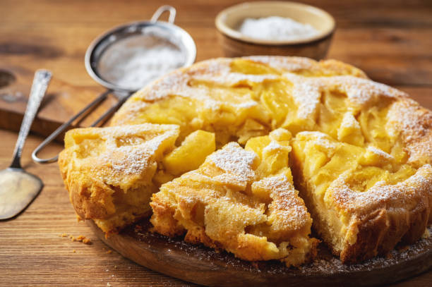 istock Homemade apple buiscuit pie, on wooden background. 1139698566
