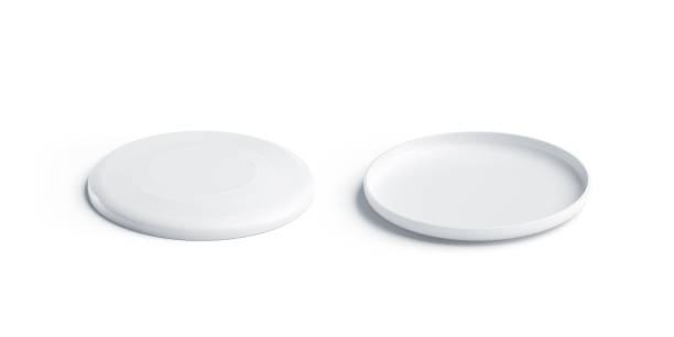 istock Blank white plastic frisbee mockup, isolated, front and back 1139699641