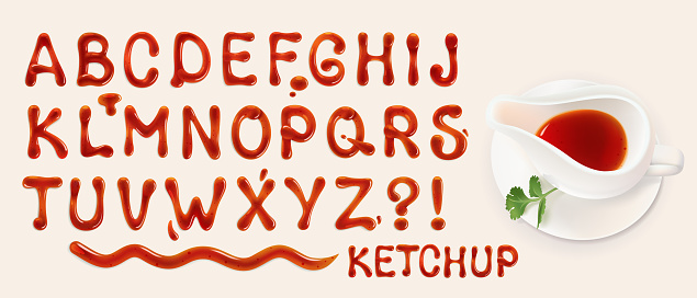 set of vector letters of tomato sauce