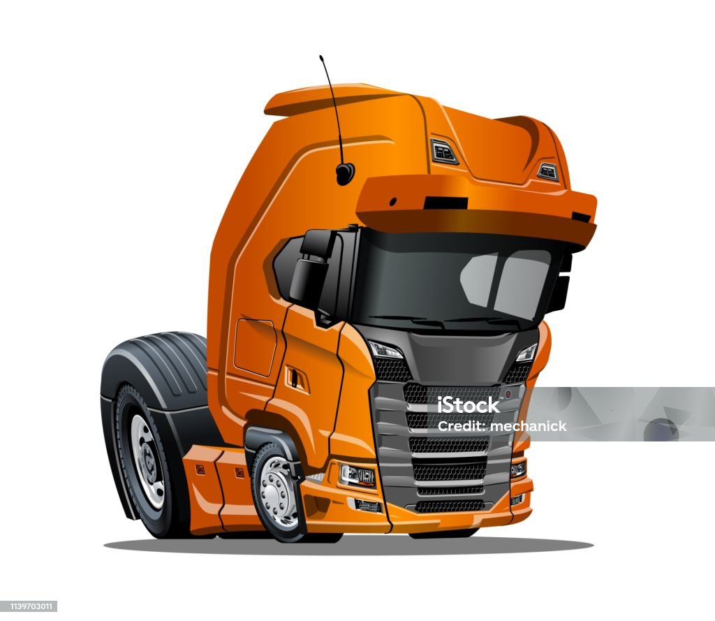 Cartoon Semi Truck Isolated On White Background Stock Illustration -  Download Image Now - Road, Tractor, Business - iStock