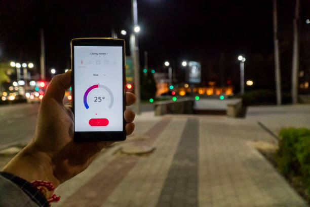 istock Smart home concept on the night city streets 1139705137