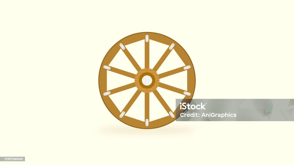 Wooden Wheel Icon Wagon Wheel stock vector