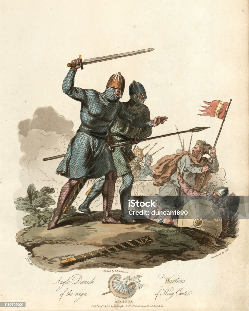 Vetores de Guerreiros Anglodinamarqueses Do Rei Canute Século 10 e