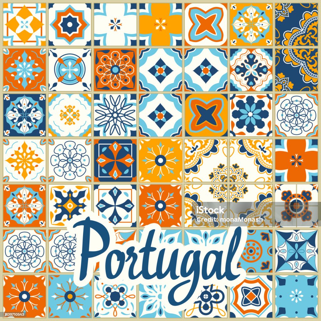 Protugese Layout Seamless Pattern With Portuguese Tiles Vector Illustration Of Azulejo ...