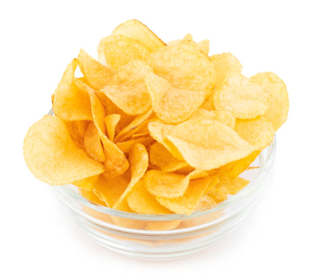 istock Potato chips bowl isolated on white background, with clipping path 1139713283