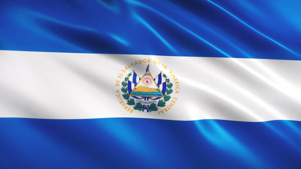 3d render El Salvador Flag (Close-up)