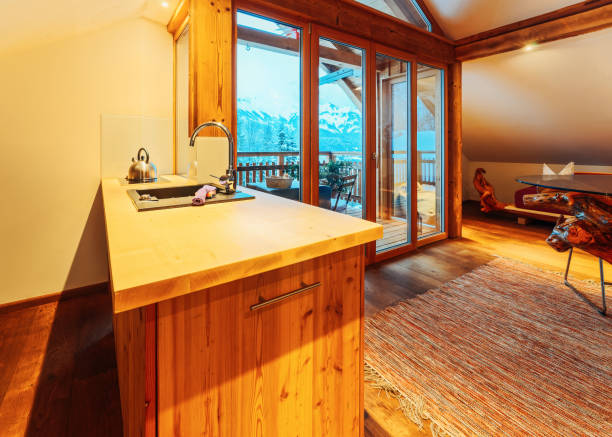istock Modern design of Home wooden Kitchen Interior sink 1139714699