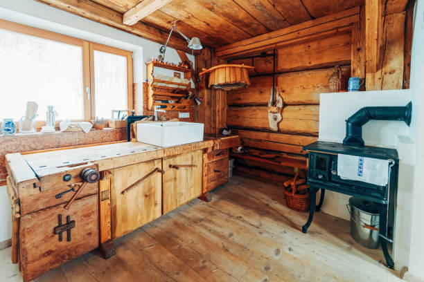 istock Modern design of Home wooden Kitchen Interior sink oven 1139714855