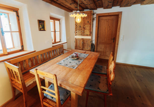 istock Modern design of Home wooden Kitchen Interior table and chairs 1139715214