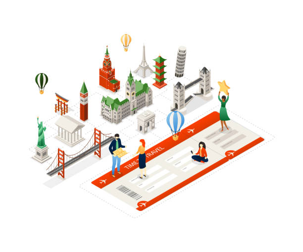 旅の時間-現代のカラフルなアイソメ図 - kremlin点のイラスト素材／クリップアート素材／マンガ素材／アイコン素材