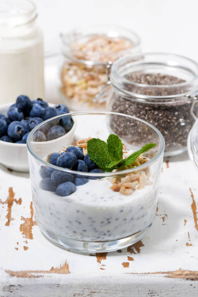 istock healthy breakfast with chia-pudding and fresh blueberries, vertical 1139720484