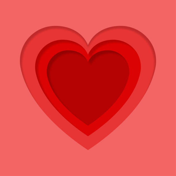 ilustrações de stock, clip art, desenhos animados e ícones de red heart paper cut celebration valentine's day layers romantic wallpaper. - vector valentine card craft valentines day