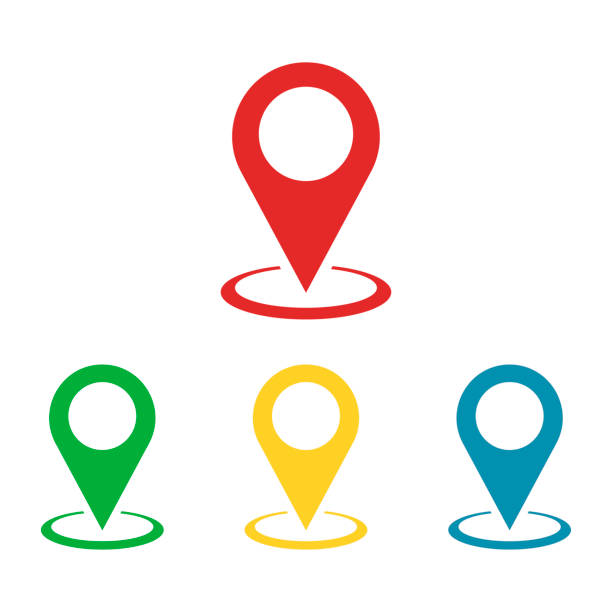 simple set colored pointers or pin marker of location isolated flat. simple set colored pointers or pin marker of location isolated flat. EPS 10 map markers and pins stock illustrations