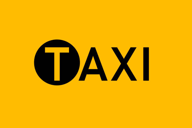 Taxi symbol simple design black letters on yellow background. Taxi symbol simple design black letters on yellow background. EPS 10 taxi logo background stock illustrations