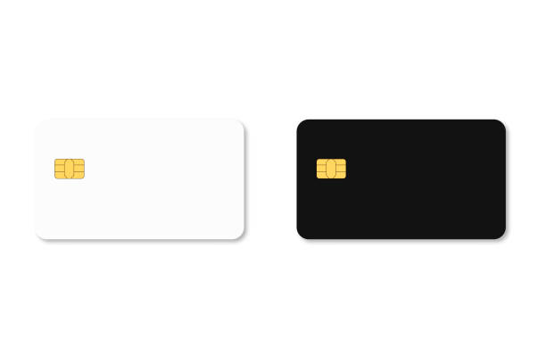 Two simple realistic empty bank cards white and black colors on white background. Two simple realistic empty bank cards white and black colors on white background. EPS10 gold metal clipart stock illustrations