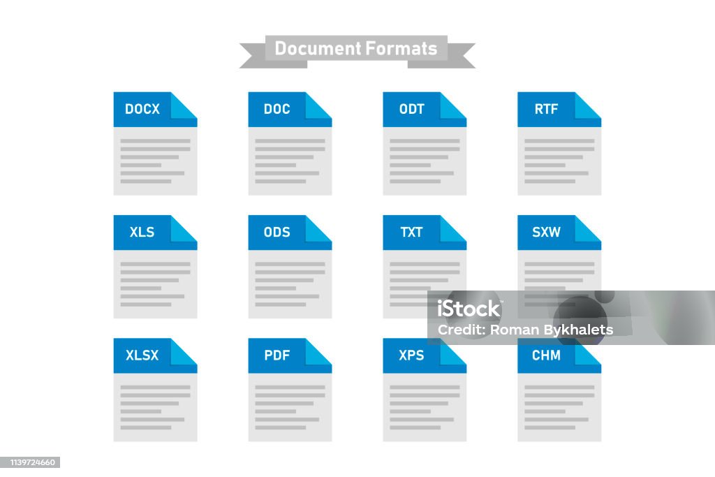 Simple set of types formats of document multimedia isolated icons. Simple set of types formats of document multimedia isolated icons.EPS 10 Clip - Office Supply stock vector