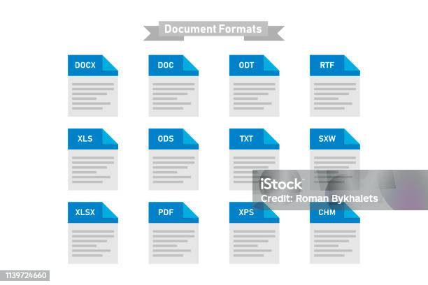 Simple Set Of Types Formats Of Document Multimedia Isolated Icons Stock Illustration - Download Image Now