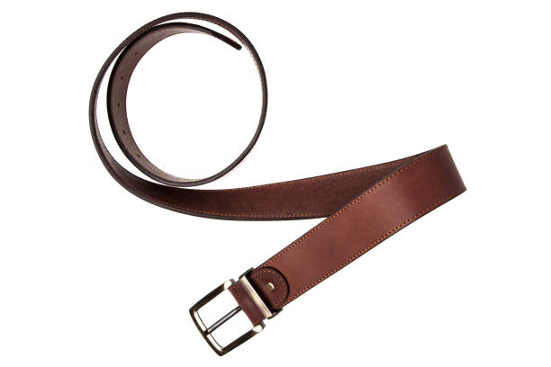 brown leather belt isolated on white background