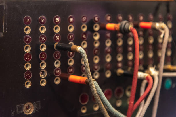 old telephone switcher used in power stations to carry out communications - concept of the passage of time and progress of technology - setup operator imagens e fotografias de stock