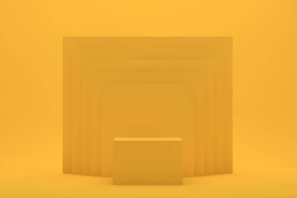 istock Empty Podium, Pedestal, Showcase, Product Stand on Yellow Background 1139727093