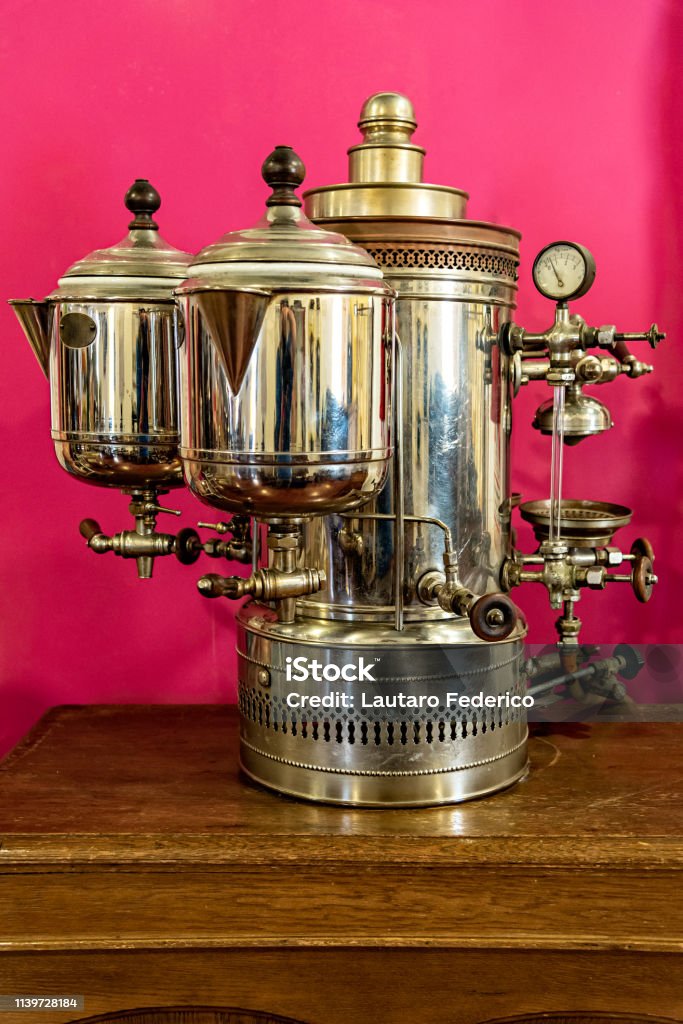 Antique Coffee Maker Machine From An Old High Class Train Stock