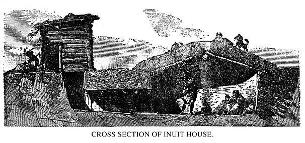 Cross section of inuit house - Scanned 1890 Engraving