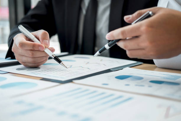 istock Discussion of business teamwork together, business making conversation with partner presentation project at meeting working and analyzing, Idea presentation and strategy plan of investment 1139733096
