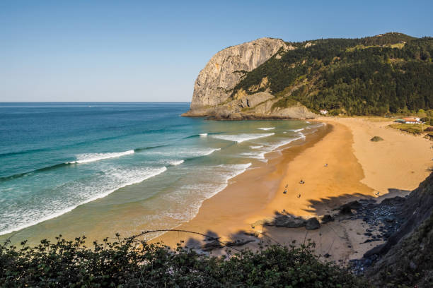 Laga beach with Ogoño cliff. Sunny day stock photo