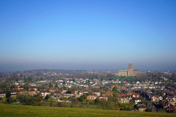 istock Sunny views over a city and grass field 1139745443