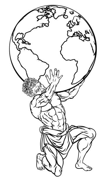 illustration der atlas mythologie - griechisches tattoo stock-grafiken, -clipart, -cartoons und -symbole