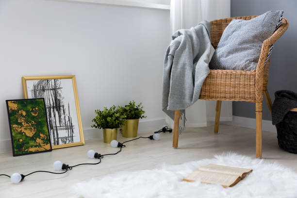 Wicker chair and led lights