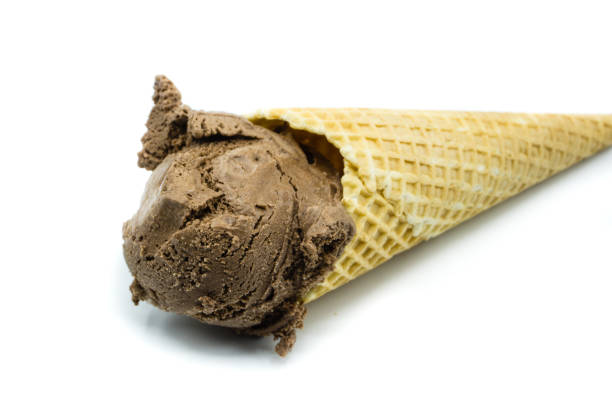 istock Chocolate ice cream in waffle isolated on white background 1139749191