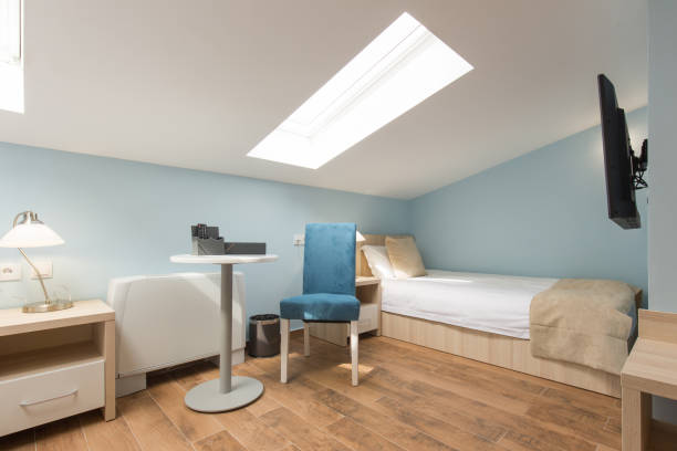 istock Interior of a loft hotel bedroom 1139753210