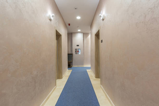 istock Hotel corridor with marble floor 1139753681